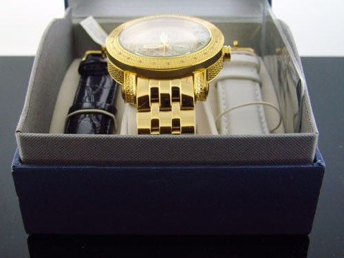 Jo Jino By Joe Rodeo Round 0.25CT Diamonds 50MM Watch Yellow Gold Case 