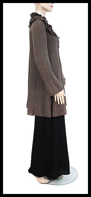 ZUZA BART awesome wool boucle felt collar A line sweater M/L brown 