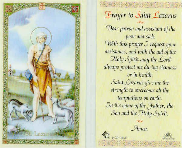 Prayer to Saint Lazarus Holy Card Patron Poor and Sick  