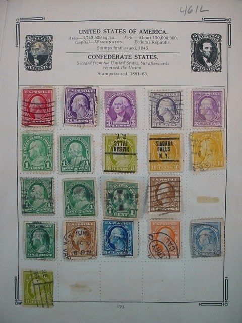 Overprint UNITED STATES Confederate STAMPS Page from Old Collection 