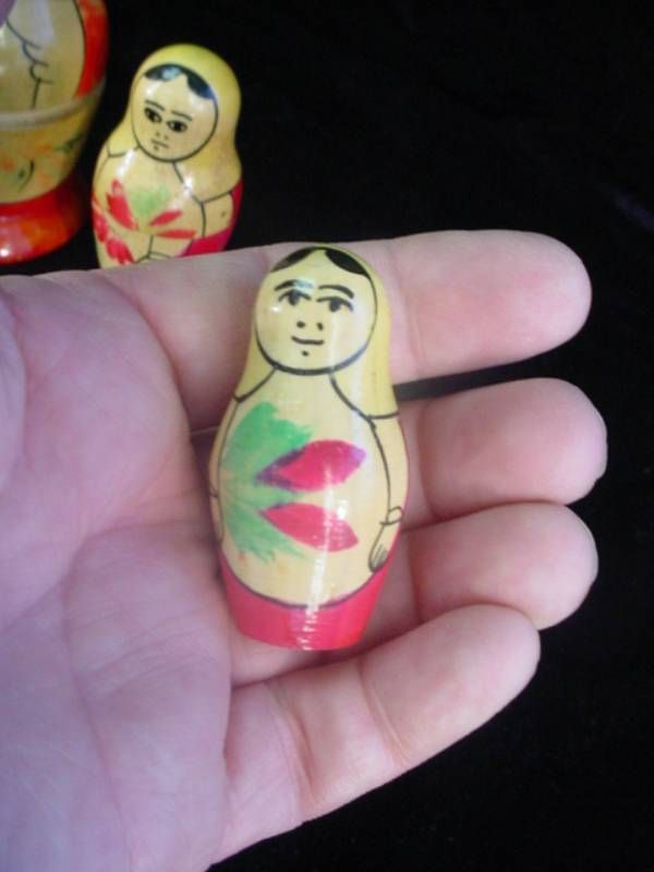 Vintage 1975 Russian NESTING WOODEN DOLL 3 IN 1 Matryoshka NESTED 