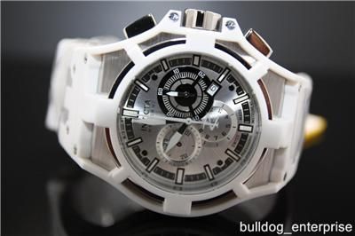 Mens Invicta 0632 Reserve Akula White Swiss Silver Dial Chronograph 