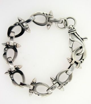 Sterling Silver Bullet and Link Biker Bracelet  