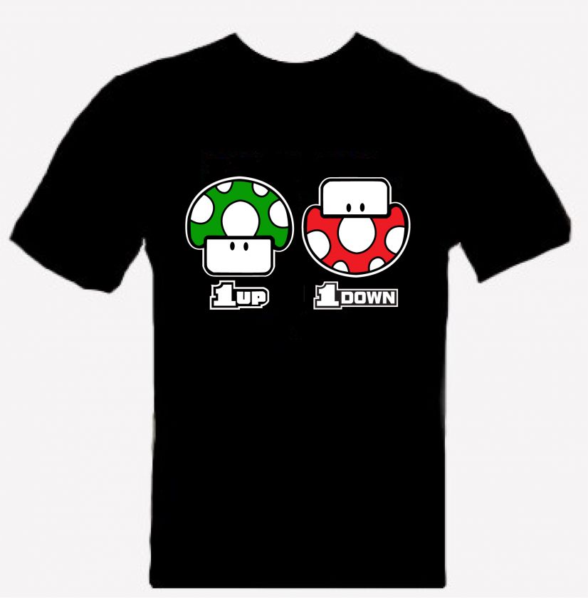 SHIRT MAGLIETTA S   M   L SUPER MARIO 1UP 1DOWN  