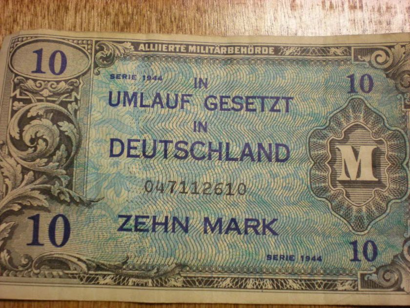 WW II 1944 German Zehn, 10 Ten Mark  