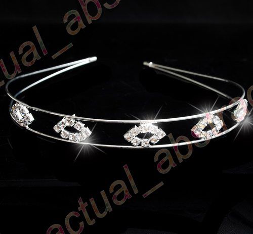 FREE6x Tiara headband rhinestone&silver plated  