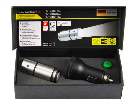 SILVER_AUTOMOTIVE RECHARGEABLE 12 VOLT FLASHLIGHT_LED LENSER #880060 