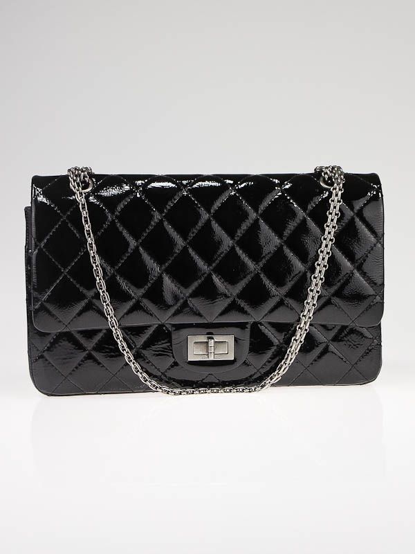 Chanel Black 2.55 Quilted Classic Patent Leather Reissue 227 Flap Bag 