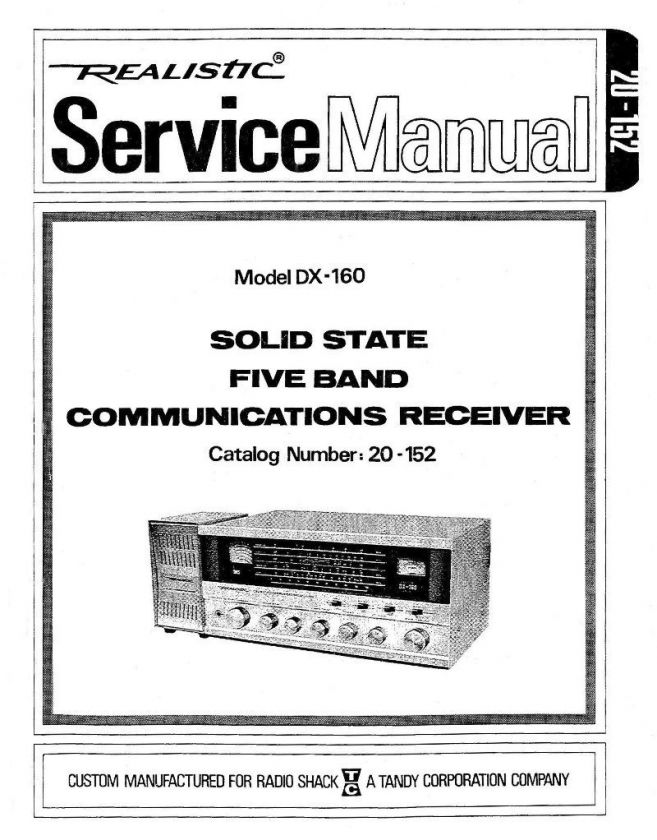 Realistic DX 160 Receiver Repair & Service manual  