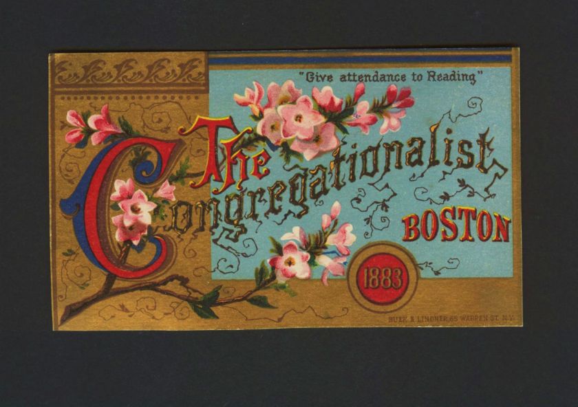 RARE 1870s Trade Card Boston Newspaper Advertising   GREAT Litho Color 