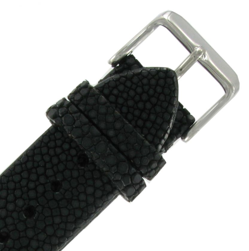 18mm Hadley Roma Black Genuine Stingray Watch Band Mens  