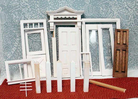 ASSORTED DOLLHOUSE DOORS & WINDOWS & POSTS  