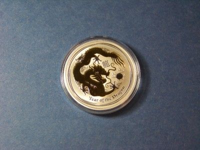 Australian Lunar Silver Coin Series II 2012 Year of the Dragon Gilded 