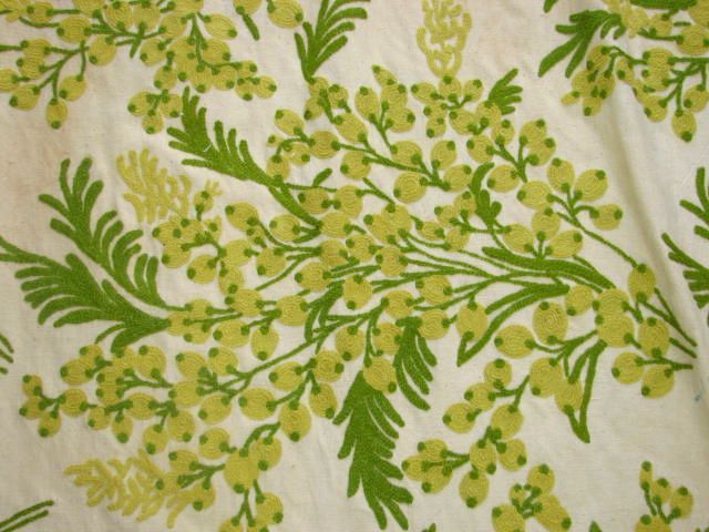 1y Hand Embroidered RARE English CREWEL Intense Vine Vintage Retro 