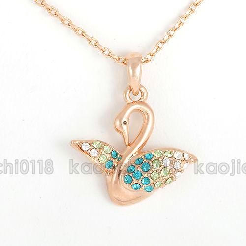  18K GP Necklace Flying Swan Pendant 75046  