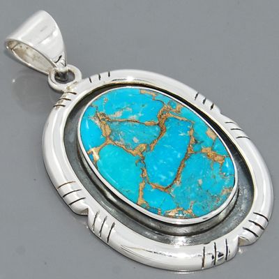 Rare Blue Copper Turquoise Gemstone 925Sterling Silver Solitaire 