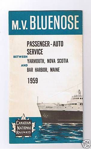 original, CNR, M V Bluenose, Yarmouth   Bar Harbor, Schedule, 1959 