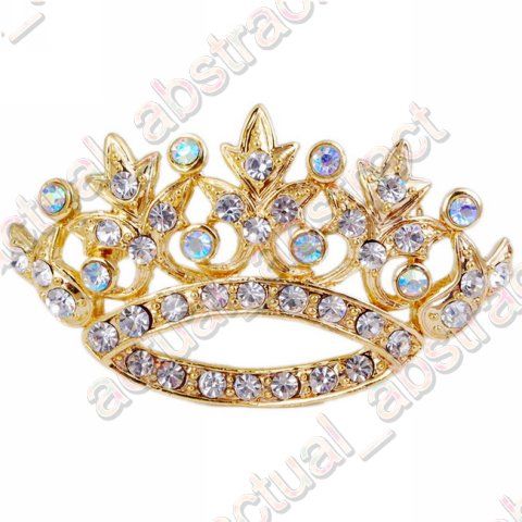 Free clear crown Brooch pin W rhinestone&alloy 1pcs  