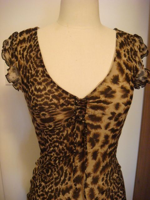 GUESS JEANS DRESS SLEEVELESS STRETCHY LEOPARD PRINT  