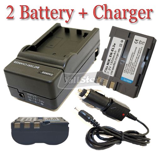 Battery + Charger for Nikon EN EL3E D200 D80 D90 D50  