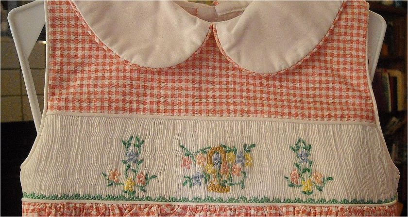 NWT HOUSE OF HATTEN FLOWER BASKET EASTER SPRING SMOCKED PINK GINGHAM 