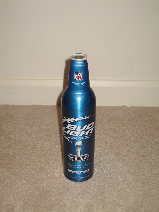 Bud Light Aluminum SuperBowl XLVI Indianapolis 2012 Beer bottle Can 