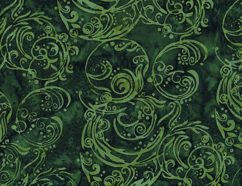 Quilt Quilting Fabric Hoffman Batik 2268 Green Swirl Dark Light Cotton 