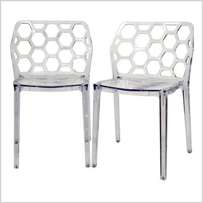 Baxton Studio Honeycomb Modern Dining Chair Clear (Set of 2)  