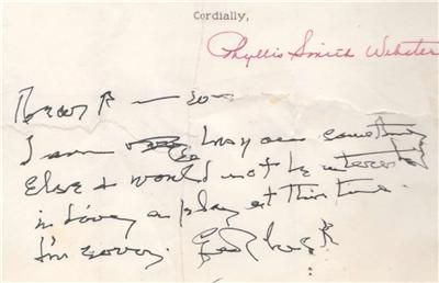 Movie Actress Katharine Hepburn 1988 Hand Written Letter  