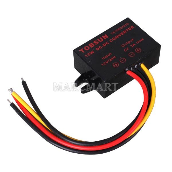 DC DC Power Converter reducer 12V/24V Step down to 5V 3A 15W f Car 