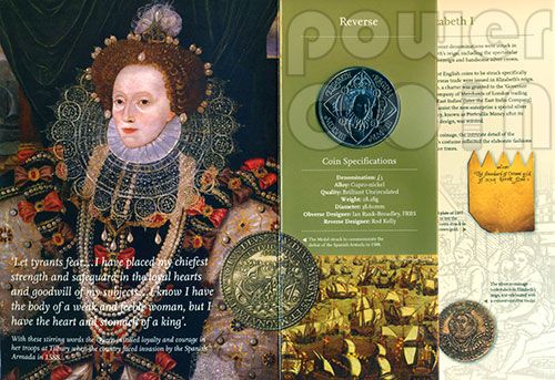 QUEEN ELIZABETH I BU Coin Folder 5£ UK Royal Mint 2008  