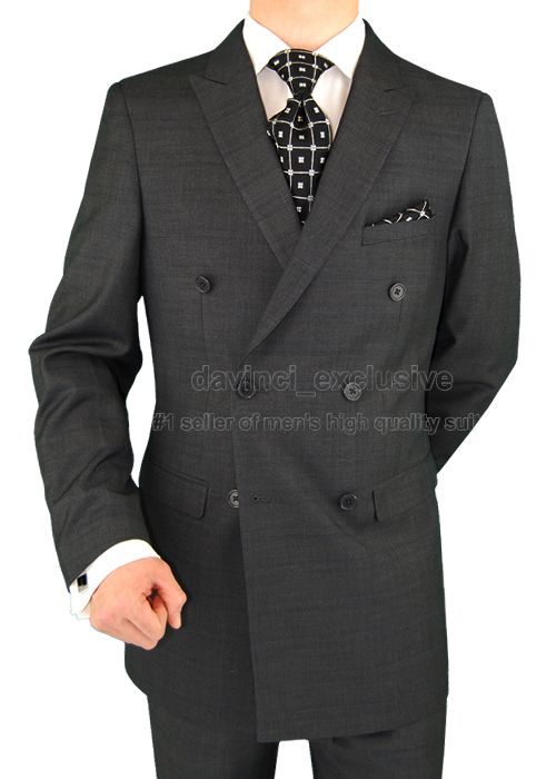   DOUBLE BREASTED SUIT + PLEATED PANTS 2707 CHARCOAL WINDOWPANE  