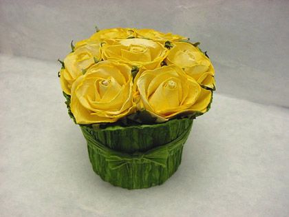 Rose Flower Bunch Round Shape Natural Paper Gift Box Party Wedding 