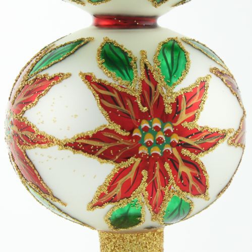 New Christopher Radko Rare Christmas Tree Topper Finial Poinsettia 