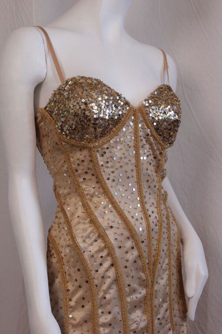 598 Julian Joyce for Mandalay Dress Gown Gold Peagant 12 L #00089N 