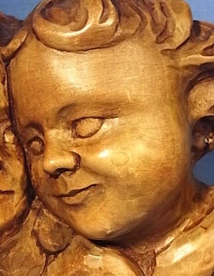 CHERUB ANGEL HEAD WOOD CARVED VINTAGE GERMAN 1950 WT130  