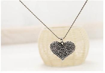 silver Nice Ancient Flower Heart Retro Style Sweater Necklace x135 