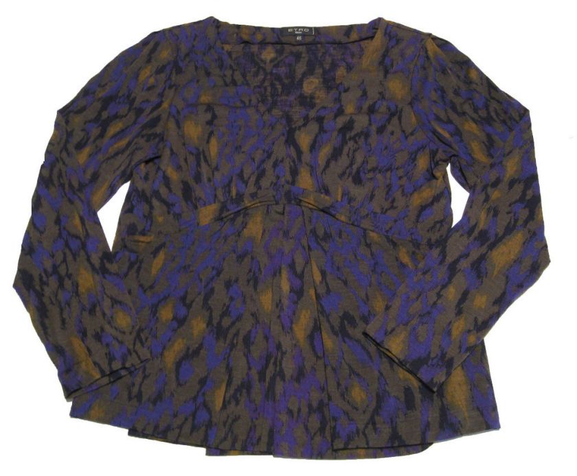 ETRO DESIGNER SZ 46/12 PURPLE BRONZE LEOPARD SKIN TOP SAKS RETAIL $770