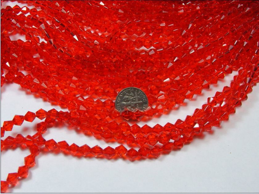 20 STRANDS 6MM BI CONE FACETED GLASS BEADS LOT (TS311)  