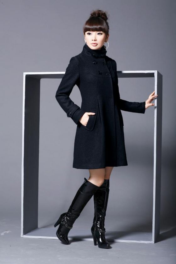 Womens Wool Cashmere Winter Long Coat in 4 Colors  