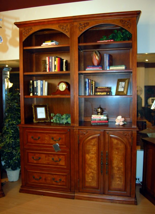 Cherry & Burl Ash 6 ft Double Bookcase Bookshelf  