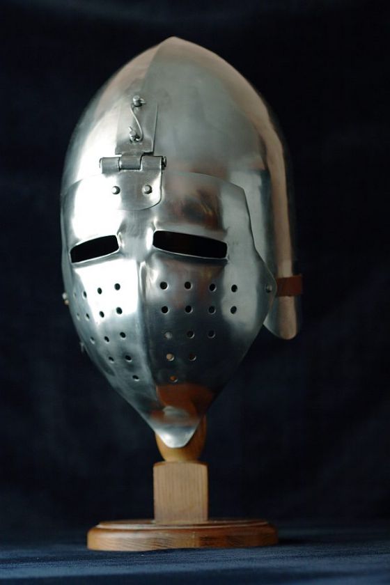 COMBAT MEDIEVAL HEAVY BASCINET HELM HELMET KLAPPVISOR  