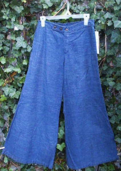 Vintage 70s Wide Leg Hip Hugger Bell Bottom Jeans  