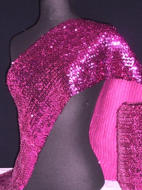 Pink sequins stretch fabric material Q566 PN  