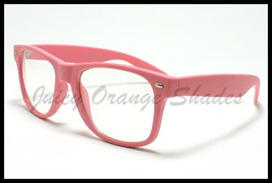 NERDY Retro 80s OLD SCHOOL Classic CLEAR LENS Eyeglasses MATTE PINK 