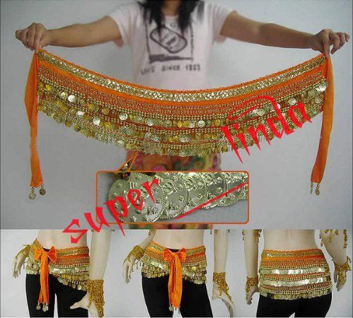 Belly Dance Hip Scarf Belt velvet&338pcs golden Coins 10 colours