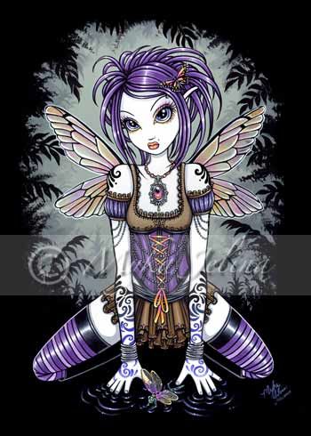 Gothic Dragonfly Fairy Art OOAK ACEO Faery Card Addison  