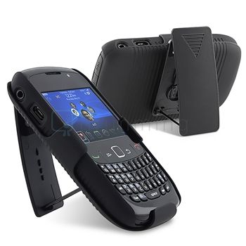 For BlackBerry Curve 8530 8520 Premium Black Hard Case Holster 