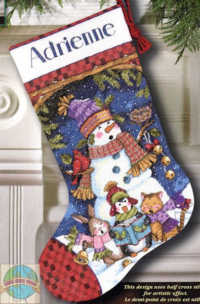 Cross Stitch Kit ~ Cute Carolers Animal Xmas Stocking  