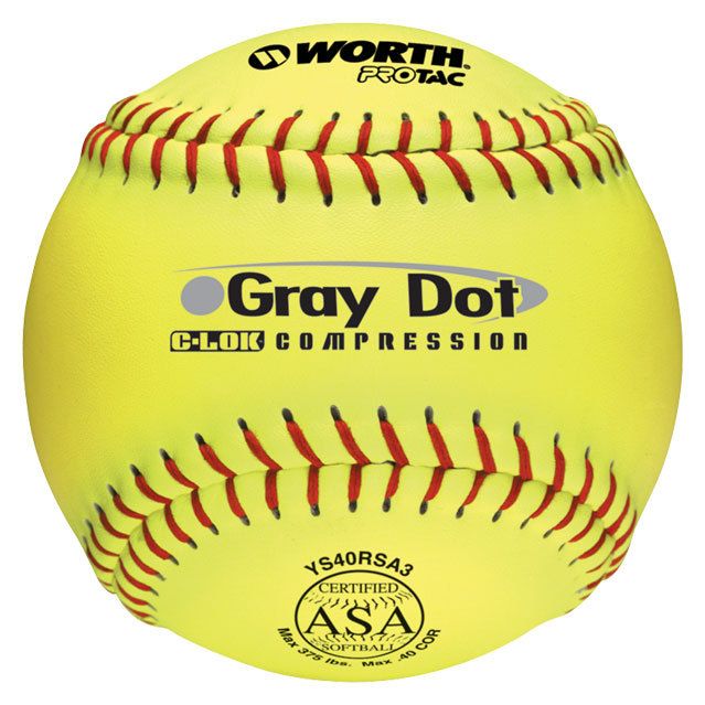 Worth YS40RSA3 Grey Dot ASA Slowpitch Softballs 1 Doz  